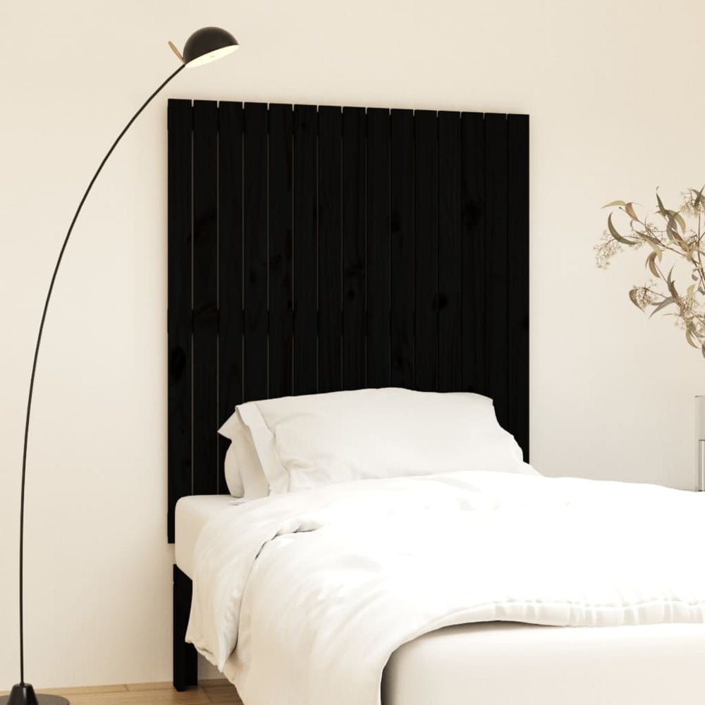 vidaXL Wall Headboard Black 95.5x3x110 cm Solid Pine Wood