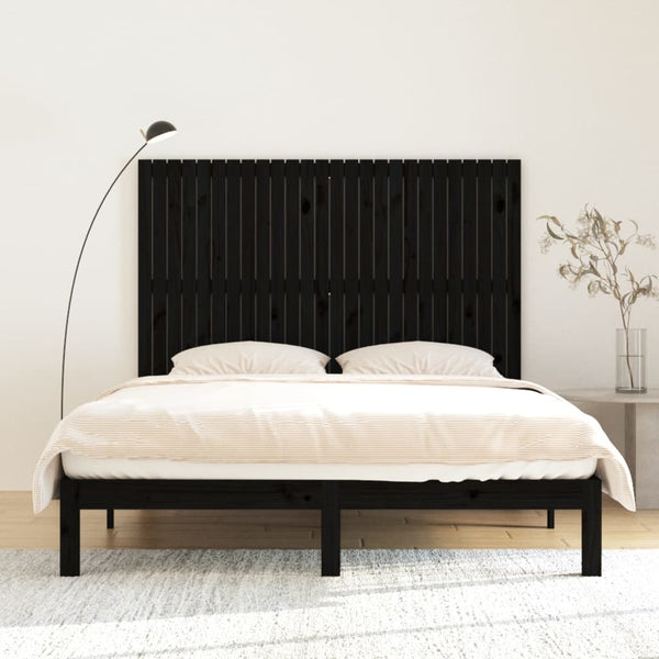 Schwarzes Wand-Kopfteil 166cm Kiefer Massivholz