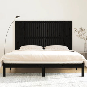 Schwarzes Wand-Kopfteil 185cm Massivholz