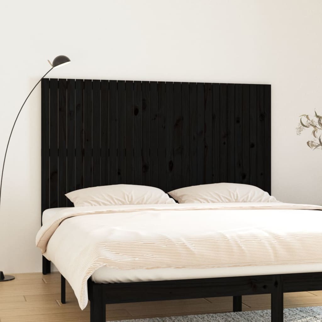 Schwarzes Wand-Kopfteil 185cm Massivholz