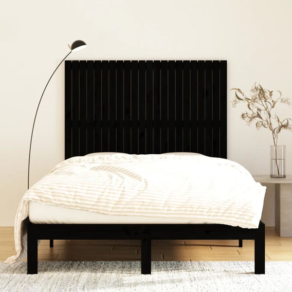 Schwarzes Wand-Kopfteil 140cm Kiefer Massivholz