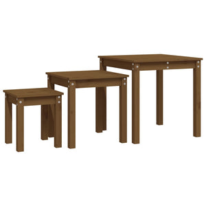 Satztische 3er Set Honigbraun Kiefer Massivholz