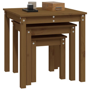 Satztische 3er Set Honigbraun Kiefer Massivholz