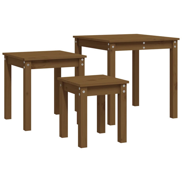 Satztische 3er Set Honigbraun Kiefer Massivholz