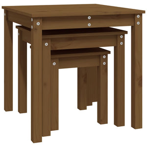 Satztische 3er Set Honigbraun Kiefer Massivholz