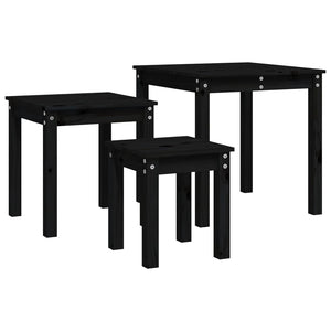 Schwarze Satztische 3er Set Kiefer Massivholz