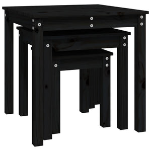 Schwarze Satztische 3er Set Kiefer Massivholz