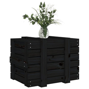 Schwarze Truhe 58x40,5x42 cm Kiefer Massivholz