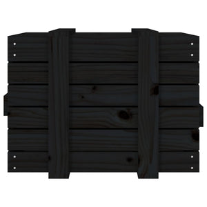 Schwarze Truhe 58x40,5x42 cm Kiefer Massivholz