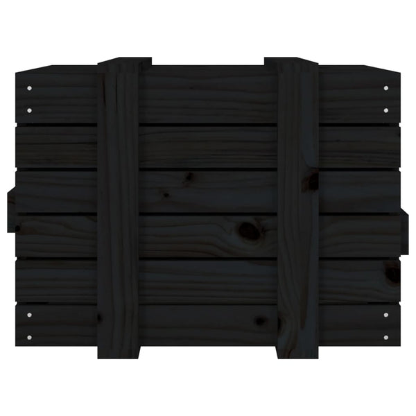 Schwarze Truhe 58x40,5x42 cm Kiefer Massivholz
