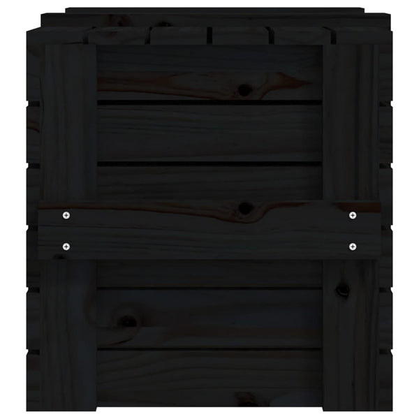 Schwarze Truhe 58x40,5x42 cm Kiefer Massivholz