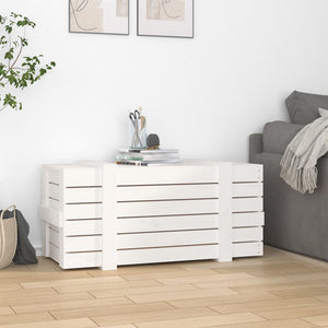 Weiße Kiefernholz Truhe 91 cm