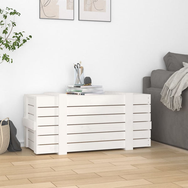 Weiße Kiefernholz Truhe 91 cm
