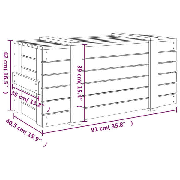 Graue Kiefernholz Truhe 91 cm