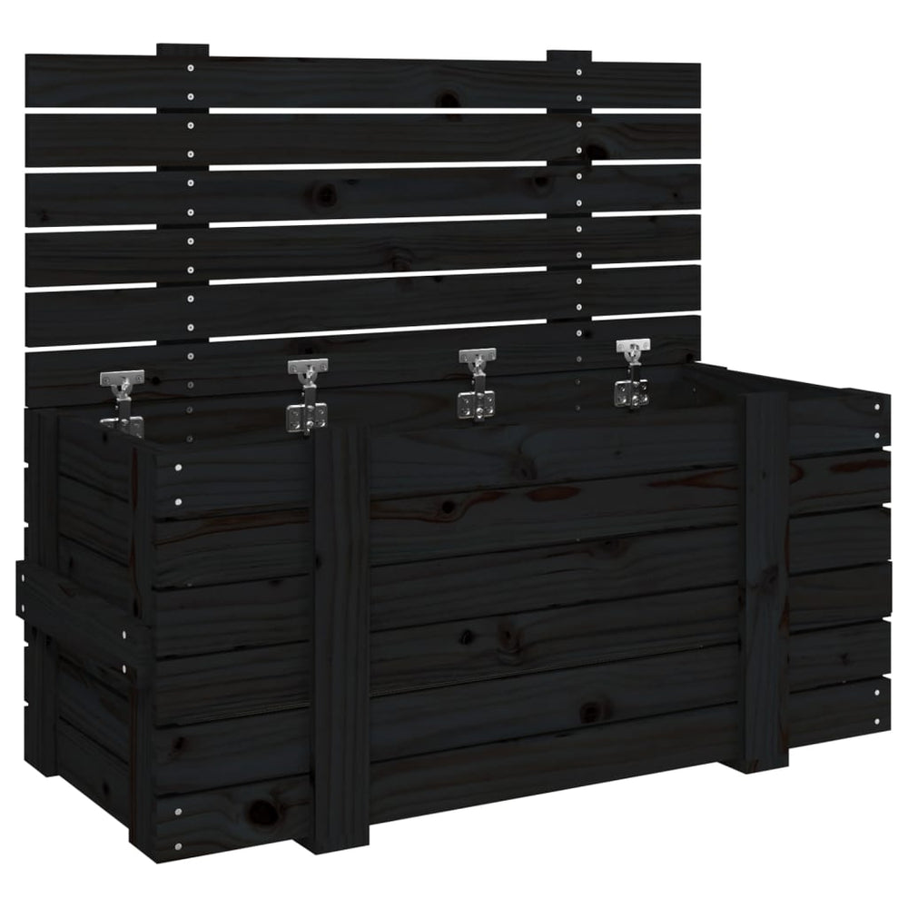 Schwarze Kiefernholz Truhe 91cm