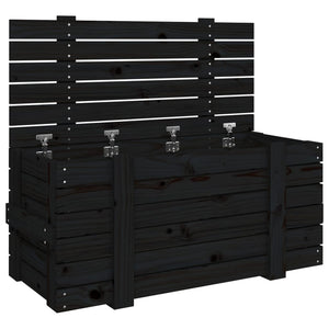 Schwarze Kiefernholz Truhe 91cm