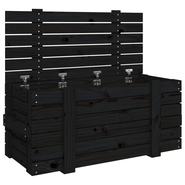 Schwarze Kiefernholz Truhe 91cm