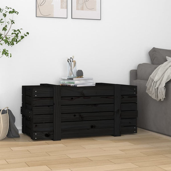 Schwarze Kiefernholz Truhe 91cm