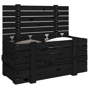 Schwarze Kiefernholz Truhe 91cm