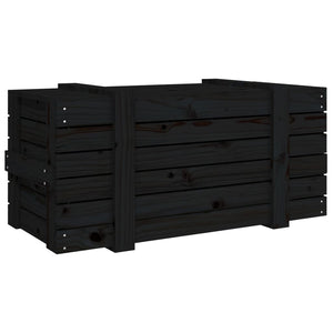 Schwarze Kiefernholz Truhe 91cm