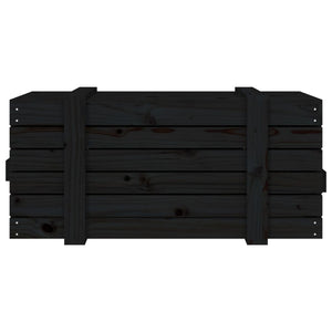 Schwarze Kiefernholz Truhe 91cm
