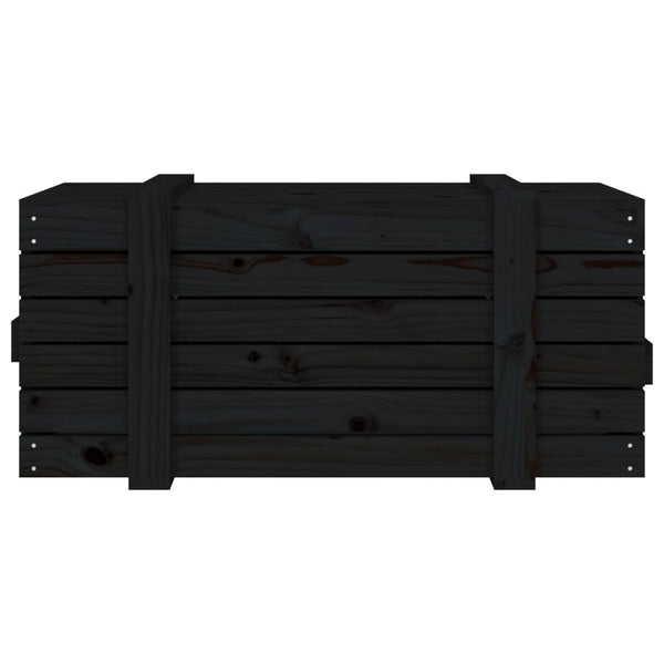 Schwarze Kiefernholz Truhe 91cm