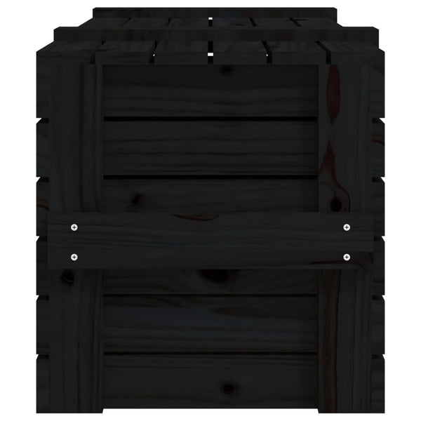 Schwarze Kiefernholz Truhe 91cm