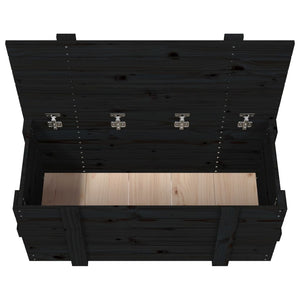 Schwarze Kiefernholz Truhe 91cm