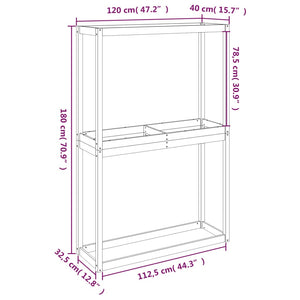 vidaXL Étagère à pneus 120x40x180 cm, pin massif