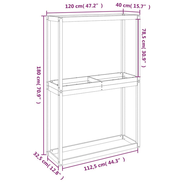 vidaXL Étagère à pneus 120x40x180 cm, pin massif