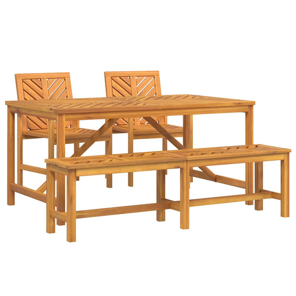 Garten Essgruppe 4 pcs Braun Massivholz Akazie