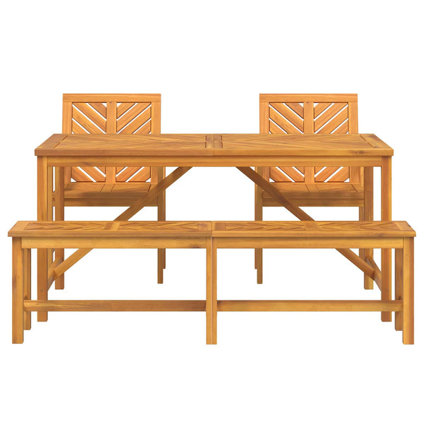 Garten Essgruppe 4 pcs Braun Massivholz Akazie