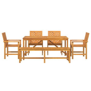 Garten Essgruppe 6 pcs Braun Massivholz Akazie