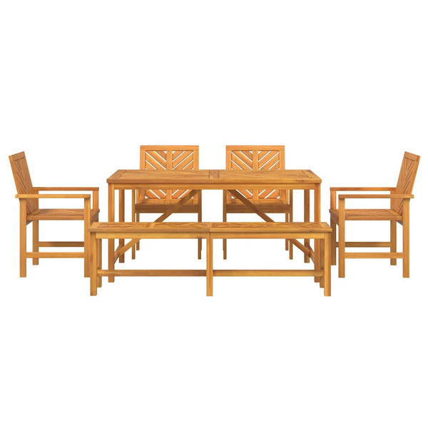 Garten Essgruppe 6 pcs Braun Massivholz Akazie