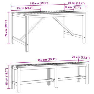 Garten Essgruppe 6 pcs Braun Massivholz Akazie
