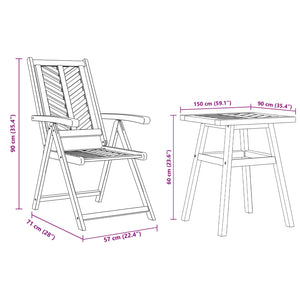 Garten Essgruppe 3 pcs Braun Massivholz Akazie