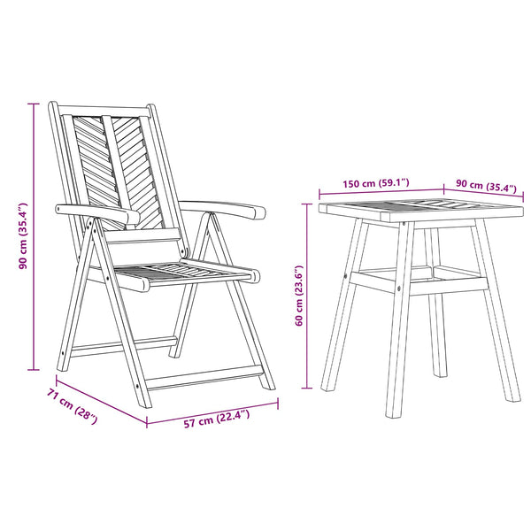 Garten Essgruppe 3 pcs Braun Massivholz Akazie