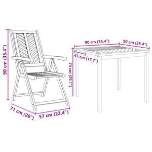 Garten Essgruppe 3 pcs Braun Massivholz Akazie