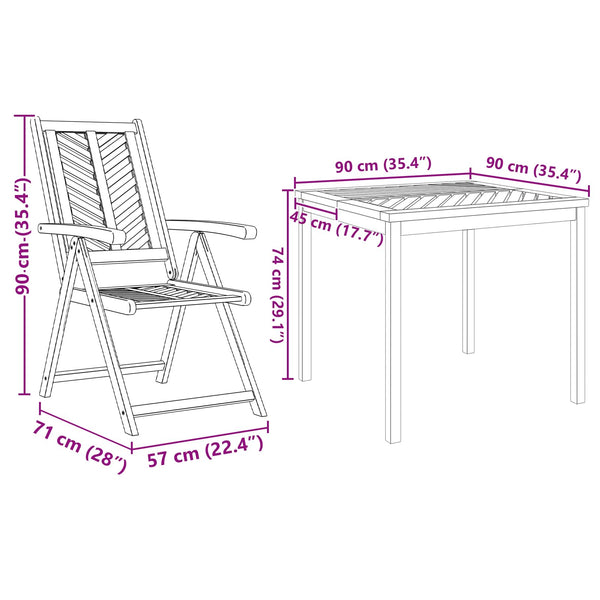Garten Essgruppe 5 pcs Braun Massivholz Akazie