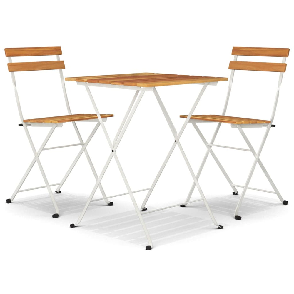 Klappbares 3-tlg. Bistro-Set Akazie Massivholz & Stahl