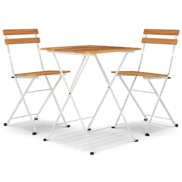 Klappbares 3-tlg. Bistro-Set Akazie Massivholz & Stahl