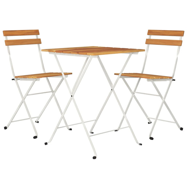 Klappbares 3-tlg. Bistro-Set Akazie Massivholz & Stahl