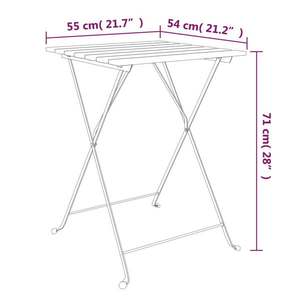 Klappbares 3-tlg. Bistro-Set Akazie Massivholz & Stahl