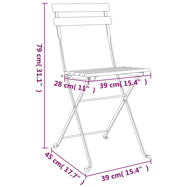 Klappbare Bistrostühle 4er Set Akazie