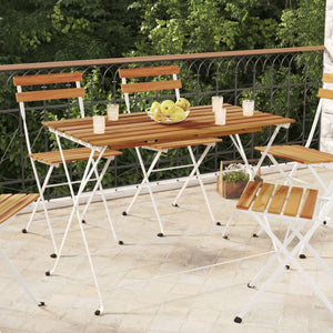 vidaXL Table de bistrot pliable 100x54x71 cm Bois d'acacia massif et acier