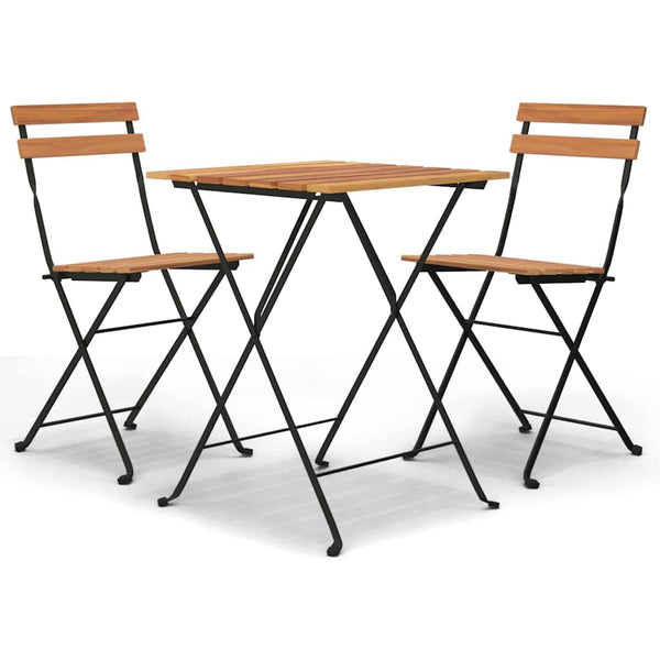 Klappbares 3-tlg. Bistro-Set Teakholz & Stahl