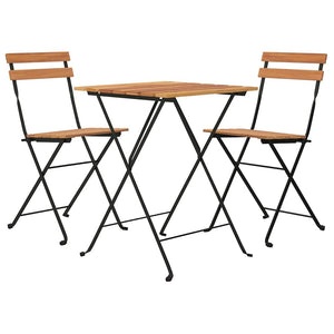 Klappbares 3-tlg. Bistro-Set Teakholz & Stahl