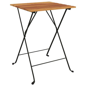 Klappbares 3-tlg. Bistro-Set Teakholz & Stahl