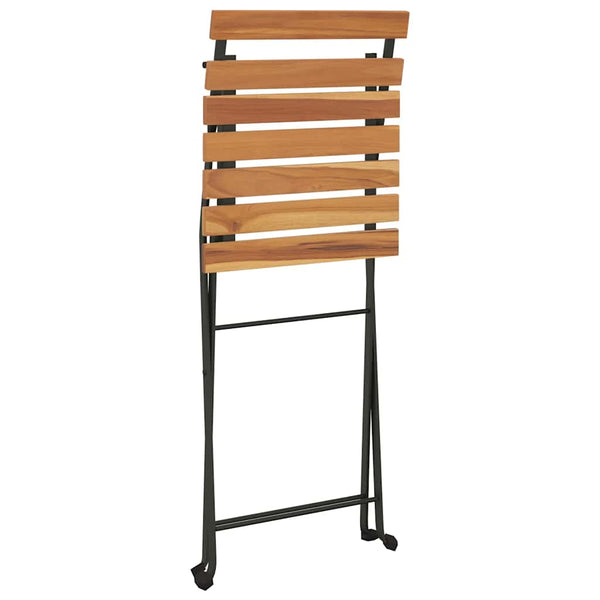 Klappbares 3-tlg. Bistro-Set Teakholz & Stahl