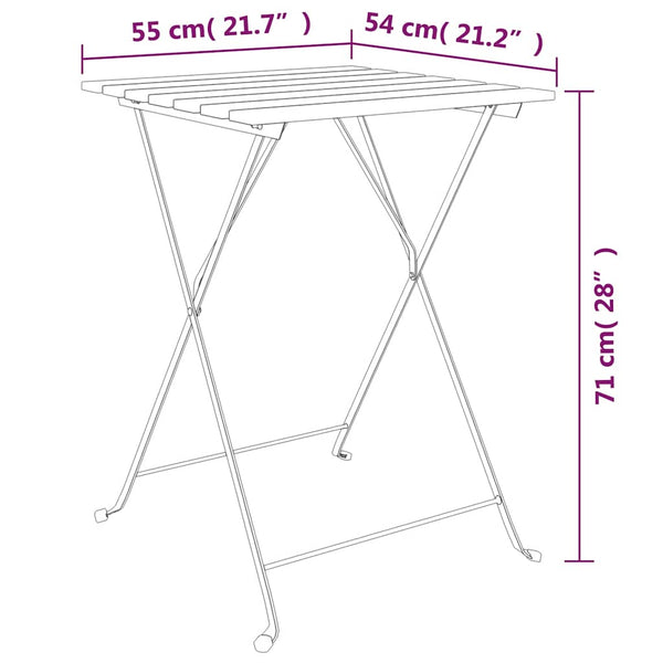 Klappbares 3-tlg. Bistro-Set Teakholz & Stahl